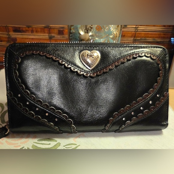 Handbags - Black Heart-Accent Zip Wallet - Women Bags
